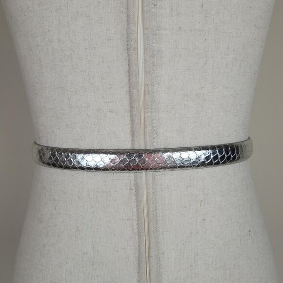 Vintage Liz Claiborne Belt Womens Medium Silver Snakeskin Western Buckle Cowgirl main image 7